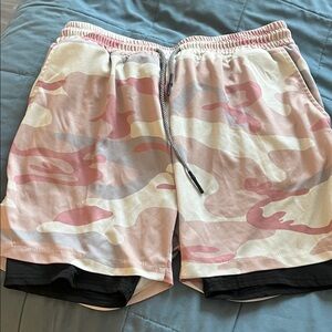 Men's Athletic Camouflage Shorts - Pink and Cream